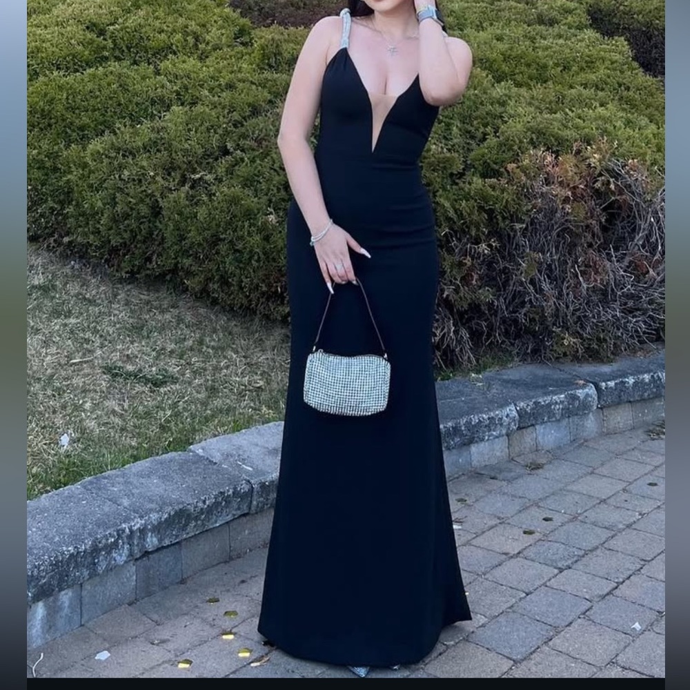 Fashion Nova Black Formal Dress with Silver Accents - Picture 3 of 6